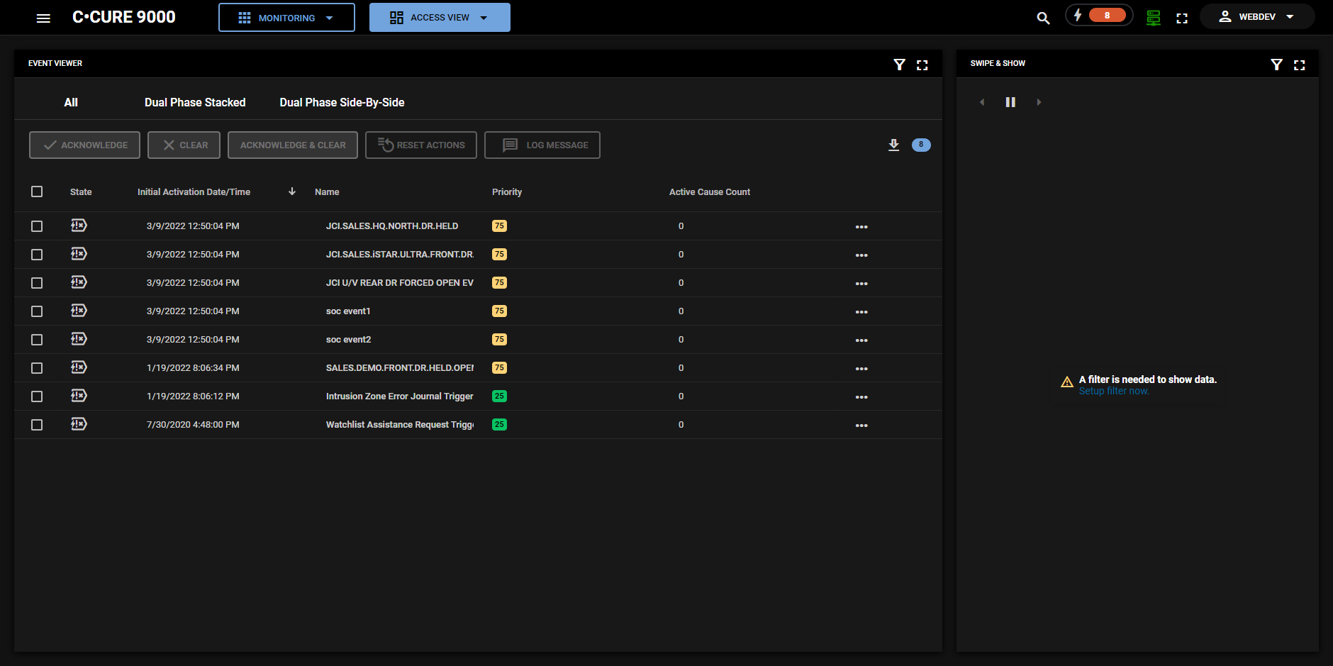 A screenshot of the Access View web layout.