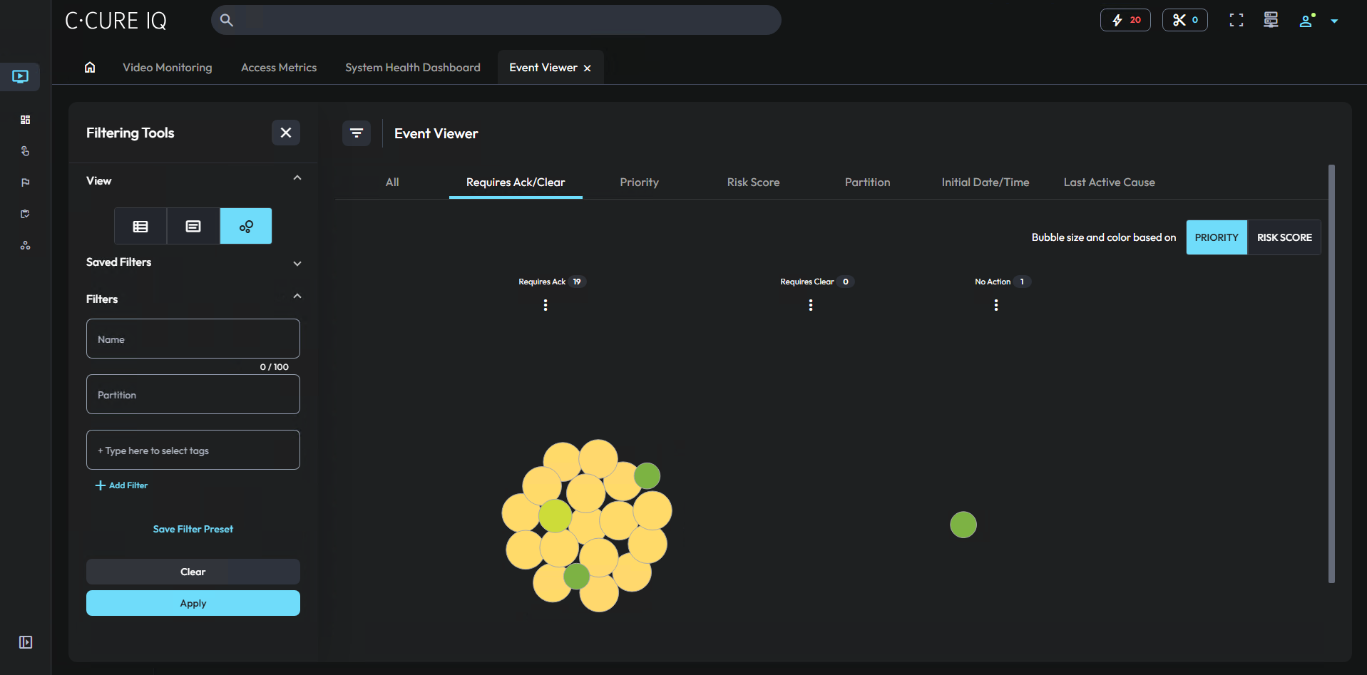 Image of the event viewer bubble view