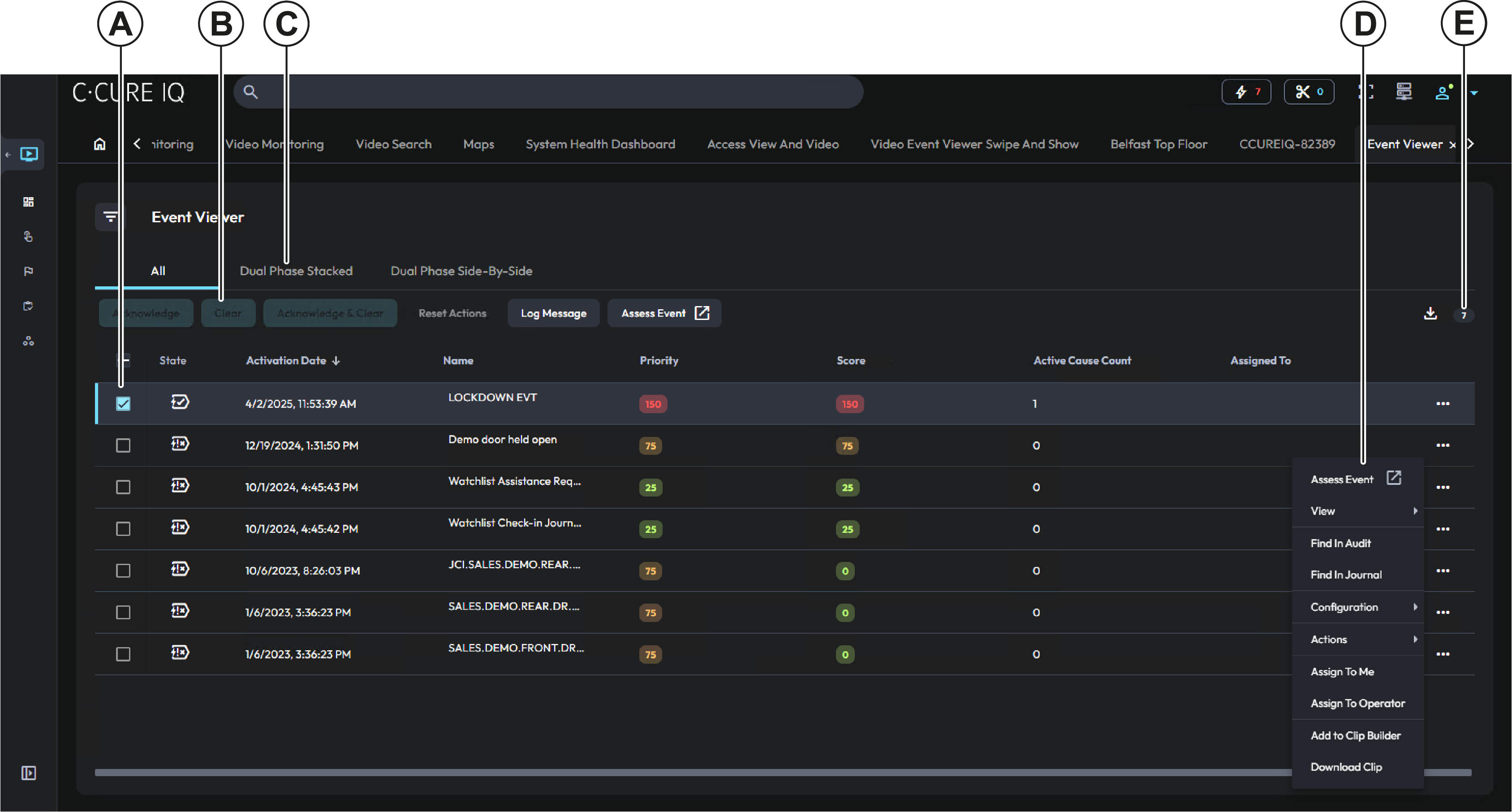 Image of the event viewer module