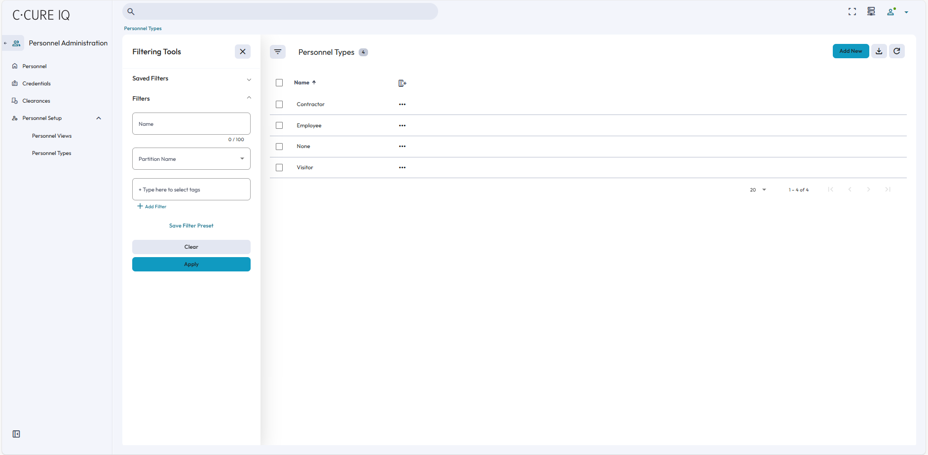 Image of the Personnel Types page