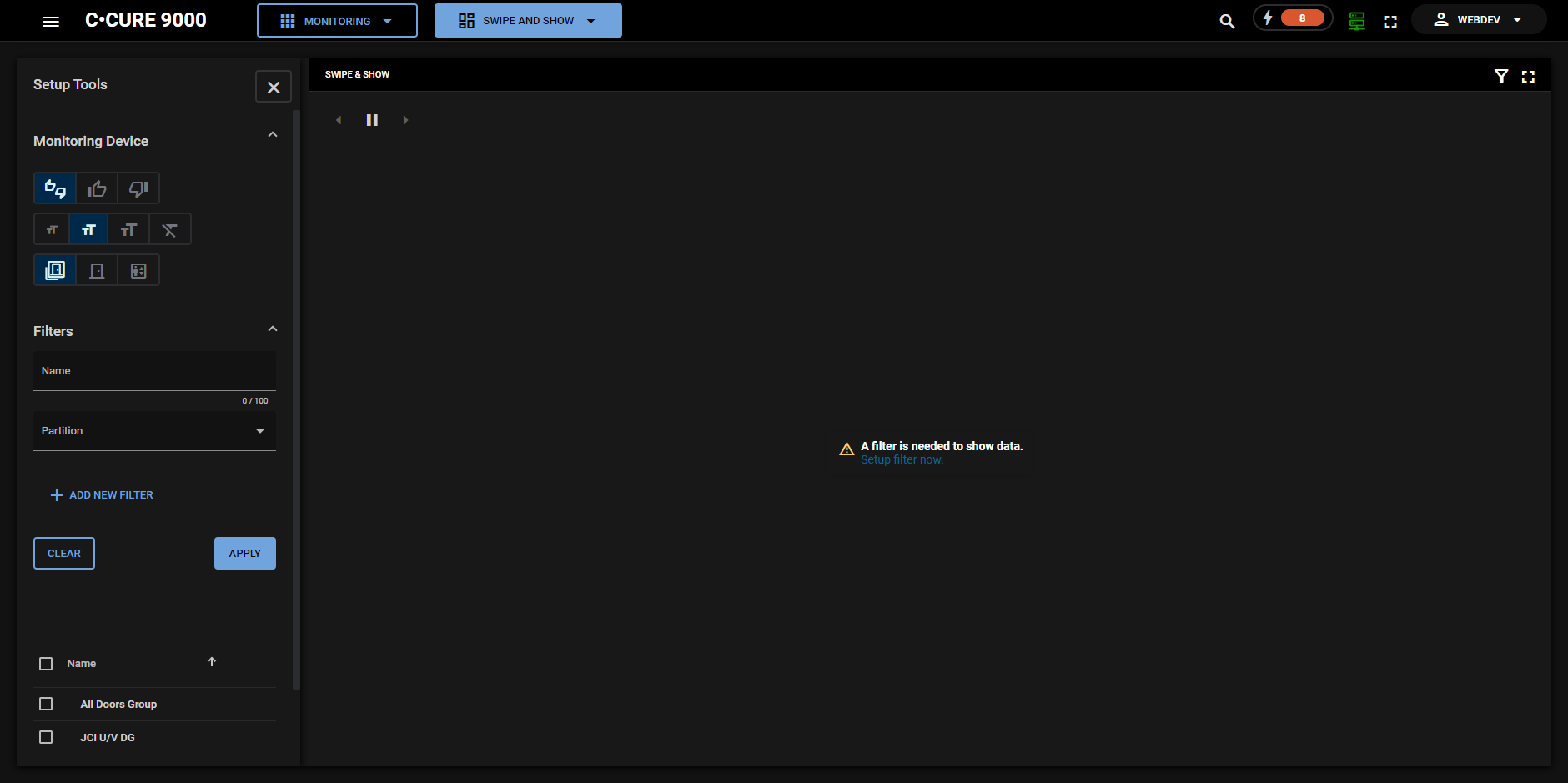 A screenshot of the Swipe and Show web layout.