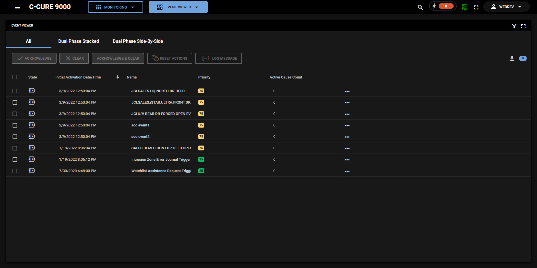A screenshot of the Event Viewer web layout.